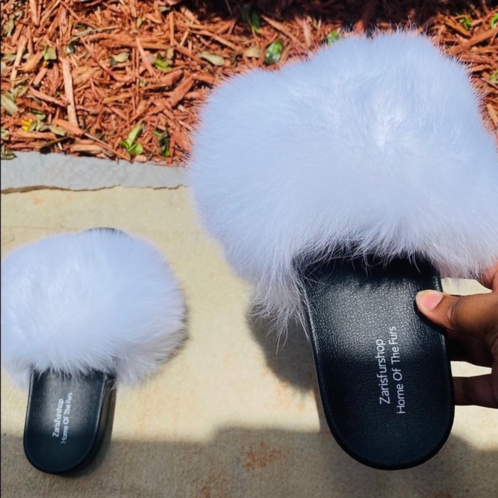 White Fur Slides